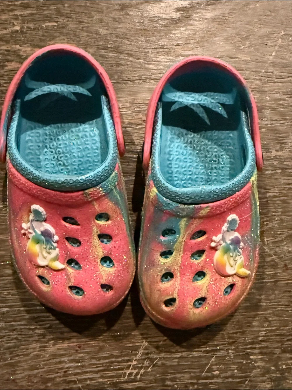 Kids Pink Glitter Mermaid Clog Sandals
